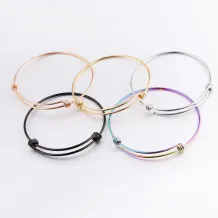 1.8mm wire 55-65mm Stainless Steel Rilver Rose Gold Rainbow Round Wire Bangle 