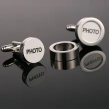 1 Pair 17MM Round Silver Bezels Base Tray Photo Frame Brass Cuff Links,Custom Photo Cufflinks,Wedding Cuff Link Blanks Supplies
