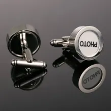 1 Pair 17MM Round Silver Bezels Base Tray Photo Frame Brass Cuff Links,Custom Photo Cufflinks,Wedding Cuff Link Blanks Supplies