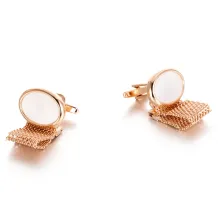 Oval Mother-Of-Pearl Rose Gold Chain-Link Cufflinks