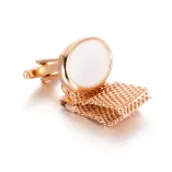 Oval Mother-Of-Pearl Rose Gold Chain-Link Cufflinks