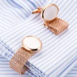 Oval Mother-Of-Pearl Rose Gold Chain-Link Cufflinks