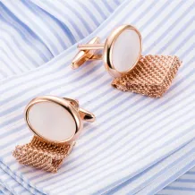 Oval Mother-Of-Pearl Rose Gold Chain-Link Cufflinks