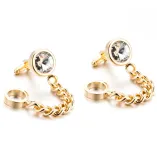 Round Crystal Gold-Plated Chain-Link Cufflinks