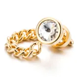 Round Crystal Gold-Plated Chain-Link Cufflinks