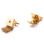 French Style White Crystal Gold Chain-Link Cufflinks