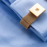 French Style White Crystal Gold Chain-Link Cufflinks