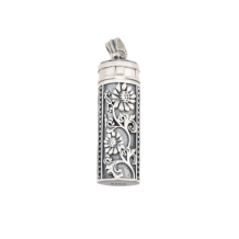 10x30MM Solid 925 Sterling Silver Wish Vial Pendant Prayer Box Antiqued Silver