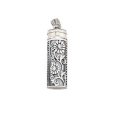 10x30MM Solid 925 Sterling Silver Wish Vial Pendant Prayer Box Antiqued Silver