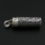 10x30MM Solid 925 Sterling Silver Wish Vial Pendant Prayer Box Antiqued Silver