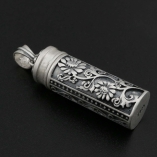 10x30MM Solid 925 Sterling Silver Wish Vial Pendant Prayer Box Antiqued Silver