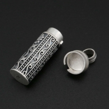 10x30MM Solid 925 Sterling Silver Wish Vial Pendant Prayer Box Antiqued Silver