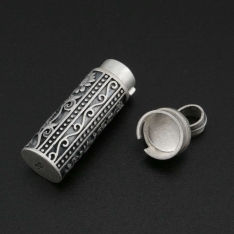 10x30MM Solid 925 Sterling Silver Wish Vial Pendant Prayer Box Antiqued Silver