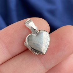 12MM Heart Photo Locket - 925 Sterling Silver Memorial Pendant for DIY Necklace