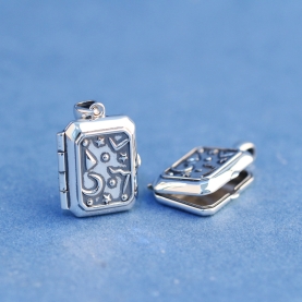 19x26mm Rectangular Photo Locket - Solid 925 Sterling Silver Memorial Pendant