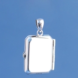 19x26mm Rectangular Photo Locket - Solid 925 Sterling Silver Memorial Pendant
