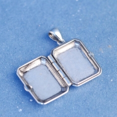 19x26mm Rectangular Photo Locket - Solid 925 Sterling Silver Memorial Pendant