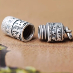 8x23MM Om Mani Padme Hum Solid 925 Sterling Silver Wish Bottle Necklace