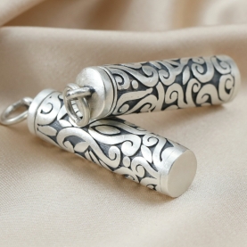9x36MM tube-shaped keepsake urn is crafted from solid 925 sterling silver