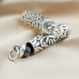 9x36MM tube-shaped keepsake urn is crafted from solid 925 sterling silver