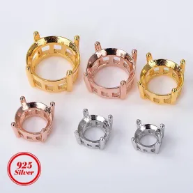 4 Prong Setting 5 6 7 8 9 10mm Round Pendant Empty Mounting S925 Sterling Silver