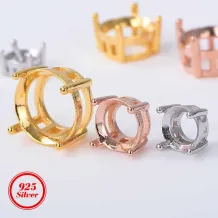 4 Prong Setting 5 6 7 8 9 10mm Round Pendant Empty Mounting S925 Sterling Silver