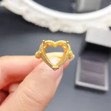 12/13mm Heart Diamond Inlay Ring Blank Rose Gold Plated Solid 925 Sterling Silver