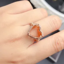 12/13mm Heart Diamond Inlay Ring Blank Rose Gold Plated Solid 925 Sterling Silver