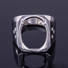 13x18/15x20/16x22mm 4 Prong Rectangle 925 Sterling Silver Ring Setting For Men