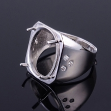 13x18/15x20/16x22mm 4 Prong Rectangle 925 Sterling Silver Ring Setting For Men