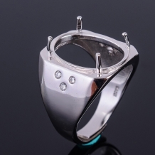 13x18/15x20/16x22mm 4 Prong Rectangle 925 Sterling Silver Ring Setting For Men