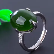 18K Gold-Plated 4-Prong Ring Setting for 10x14mm Oval Jade/Gemstones (S925, Unset)