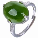 18K Gold-Plated 4-Prong Ring Setting for 10x14mm Oval Jade/Gemstones (S925, Unset)