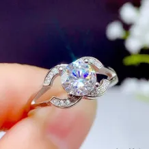 18K Gold-Plated 4-Prong Ring Setting For 6.5mm (1ct) Round Moissanite 925 Silver