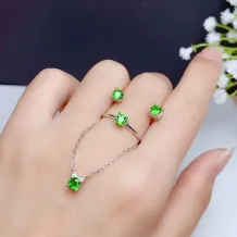 18K Gold-Plated Cat-Themed Jewelry Set For 4mm Round Gemstones 925 Silver Ring &amp; Pendant Unset