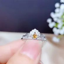 18K Gold-Plated Crown Ring Setting For 3x4mm Pear-Shaped Colored Gemstones 925 Silver