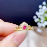 18K Gold-Plated Crown Ring Setting For 3x4mm Pear-Shaped Colored Gemstones 925 Silver