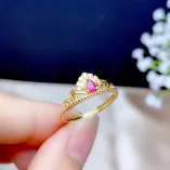18K Gold-Plated Crown Ring Setting For 3x4mm Pear-Shaped Colored Gemstones 925 Silver