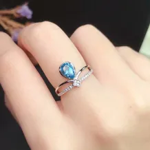 18K Gold-Plated Crown Ring Setting For 5x7mm Pear-Shaped Gemstones 925 Silver