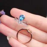 18K Gold-Plated Crown Ring Setting For 5x7mm Pear-Shaped Gemstones 925 Silver