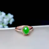 18K Gold-Plated Crown Ring Setting for 6x8mm Oval Jade/Gemstones S925