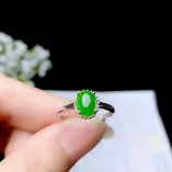 18K Gold-Plated Crown Ring Setting for 6x8mm Oval Jade/Gemstones S925