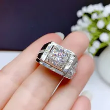 18K Gold-Plated Men's Ring Settings For 6.5mm (1ct), 8mm (2ct), 9mm (3ct) &amp; 11mm (5ct) Round Moissanite 925 Silver