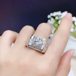 18K Gold-Plated Men's Ring Settings For 6.5mm (1ct), 8mm (2ct), 9mm (3ct) & 11mm (5ct) Round Moissanite 925 Silver