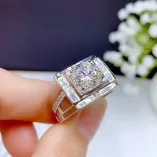 18K Gold-Plated Men's Ring Settings For 6.5mm (1ct), 8mm (2ct), 9mm (3ct) & 11mm (5ct) Round Moissanite 925 Silver
