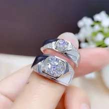 18K Gold-Plated Men's Ring Setting For 5/6.5/8mm Round Moissanite 925 Silver