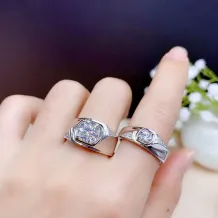 18K Gold-Plated Men's Ring Setting For 5/6.5/8mm Round Moissanite 925 Silver