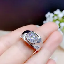 18K Gold-Plated Men's Ring Setting For 5/6.5/8mm Round Moissanite 925 Silver