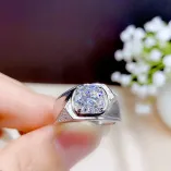 18K Gold-Plated Men's Ring Setting For 5/6.5/8mm Round Moissanite 925 Silver