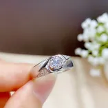 18K Gold-Plated Men's Ring Setting For 5/6.5/8mm Round Moissanite 925 Silver